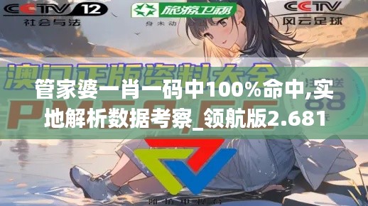 管家婆一肖一码中100%命中,实地解析数据考察_领航版2.681