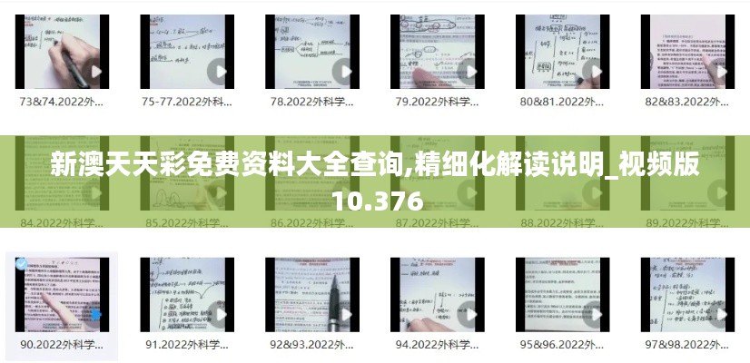 新澳天天彩免费资料大全查询,精细化解读说明_视频版10.376