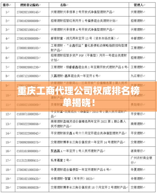 重庆工商代理公司权威排名榜单揭晓！